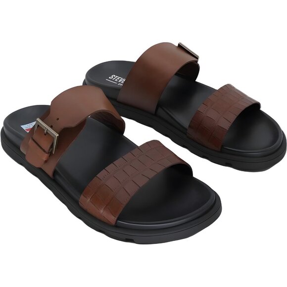 Steve Madden Corro Two-Strap Slide Tan Leather Mens US 10.5M main image 4